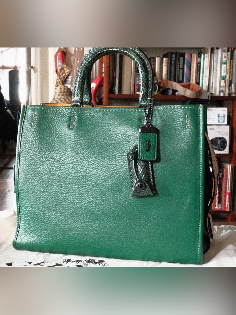 Coach Cypress Leather Rogue 30 with  genuine Python Trim Handles